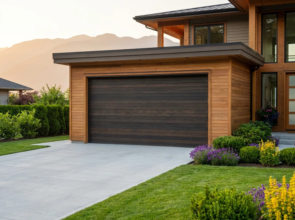 Newly installed modern residential garage door